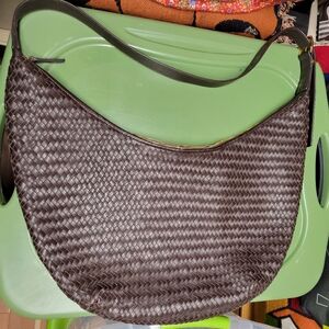 Madewell Essential Dark Brown Woven Leather Shoulder/crossbody Bag Nwot